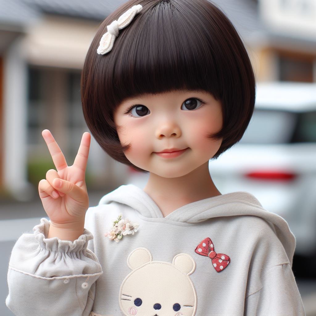 松田聖子ちゃんカットの髪型の3歳の女の子 

 #Bingことばおえかき

bing.com/images/create/…