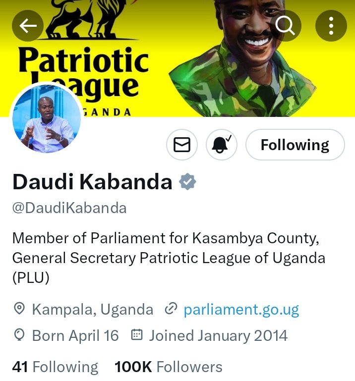 Appreciation Message To public and PLU Foot soldiers; From the bottom of my heart, thank you for all the love and support you've shown Let's keep the Fire burning General Muhoozi @mkainerugaba Asobola. Secretary General of PLU @DaudiKabanda