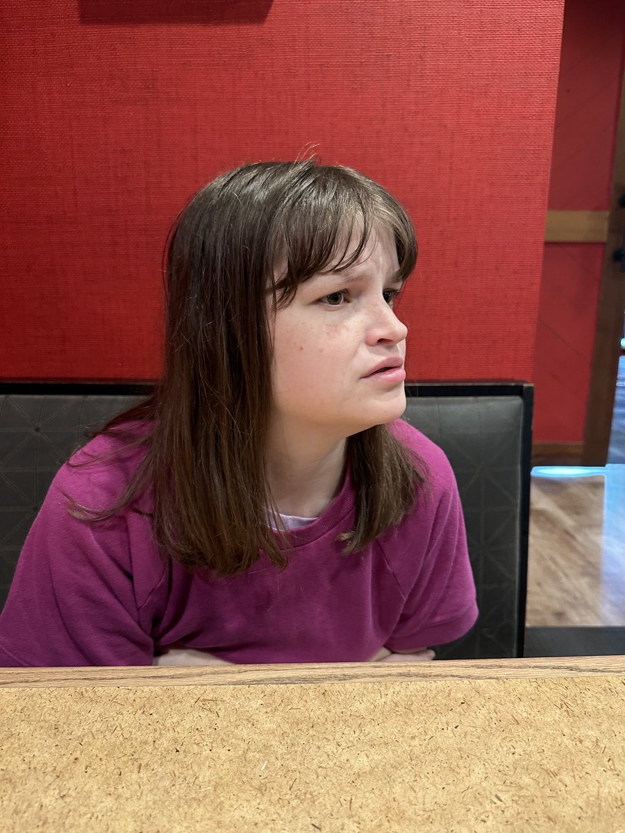 Not all mornings are easy.  Cameron upset as she heard us discussing the summer schedule. Now she needs to know every detail and where we are eating every meal over the next 104 days.  #autismawareness #saturdaybreakfast