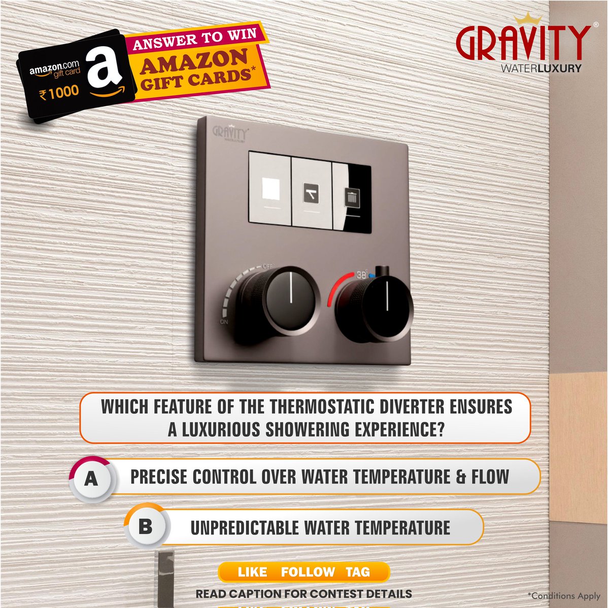 Comment the correct answer to win #Amazongiftcard . Follow these steps to enter the contest 1. Follow our page @gravity_bath on Instagram, Twitter and Facebook 2. Tag 3 friends in the comments 1 Rs.1000 Gift Card & 2 Rs.500 Gift Cards to be won. #contest entries close 25th May