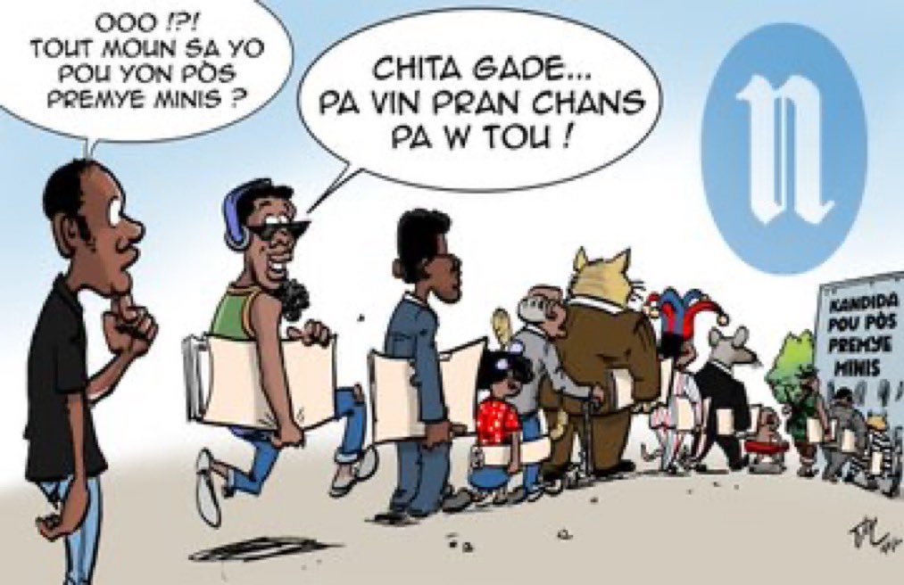 Haïti 🇭🇹 chérie ❤️ J’aime beaucoup la caricature du jour du @nouvelliste par @Alainpossible @Frantzduval 👏 Braquage national en préparation par les recycleurs du pire 🦠 😱 #AyitiPeupla #Haiti 💙