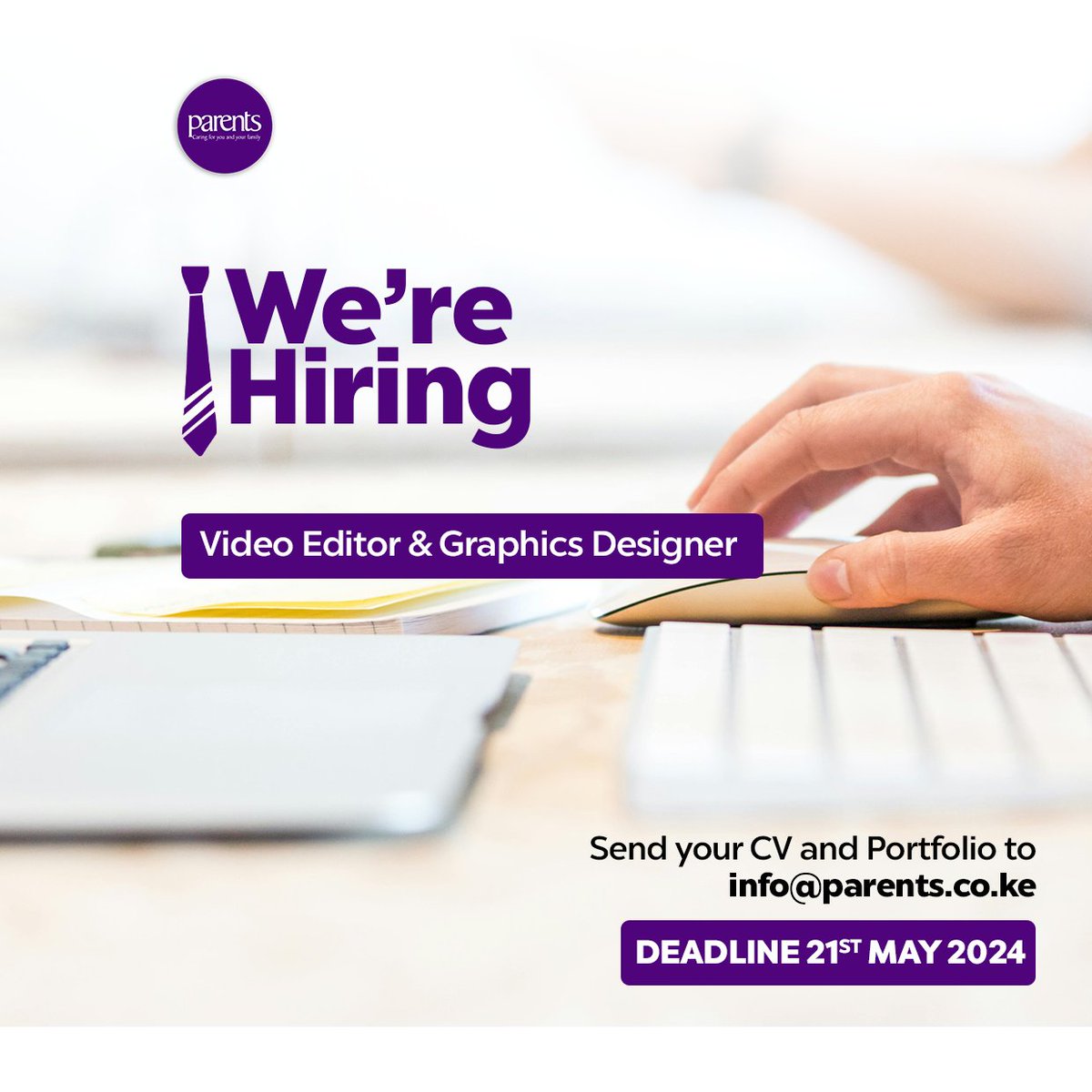 parentsafrica's tweet image. Now Hiring: Video editor and Graphic Designer! Join our creative team today.

#IkoKazi #Parentsmagazine