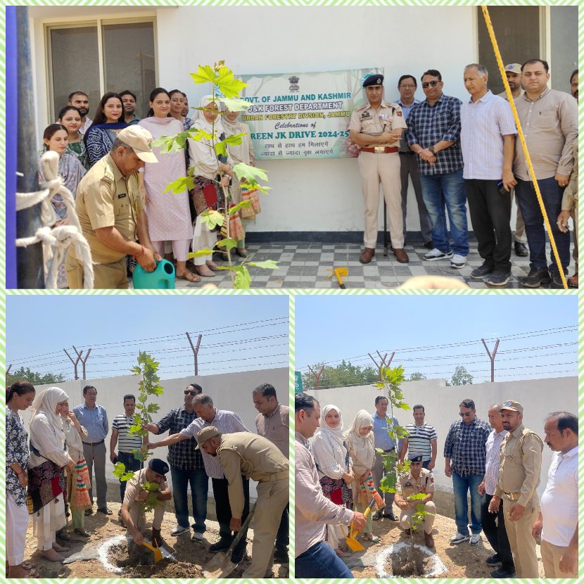 *J&K Police Launches Plantation Drive at DDRC Channi Jammu.*
J&K Police, with Urban Forest Division Jammu, planted 100+ saplings at DDRC Channi to promote ecological sustainability. The drive, led by SP HQ will continue in the coming days. #GreenInitiative #JammuPolice