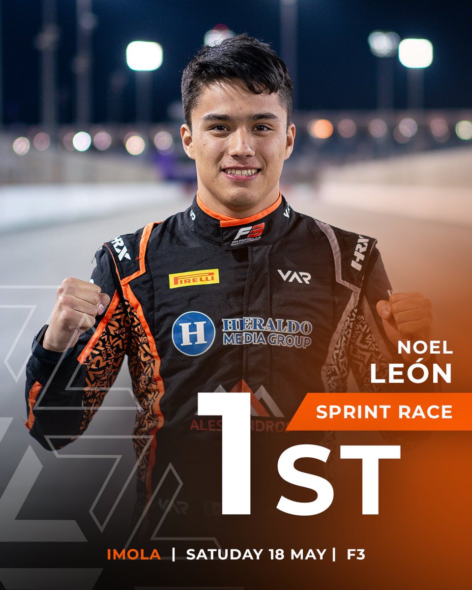 Noel León did it! 🏆 A truly bizarre final lap! After the virtual safety car came in just before the end, Oliver Goethe overtook Noel, but due to a 5-second time penalty, León still clinched his very first victory in F3. 👏🏻

#VanAmersfoortRacing #RoadToF1 #F3 #Formula3 #ImolaGP