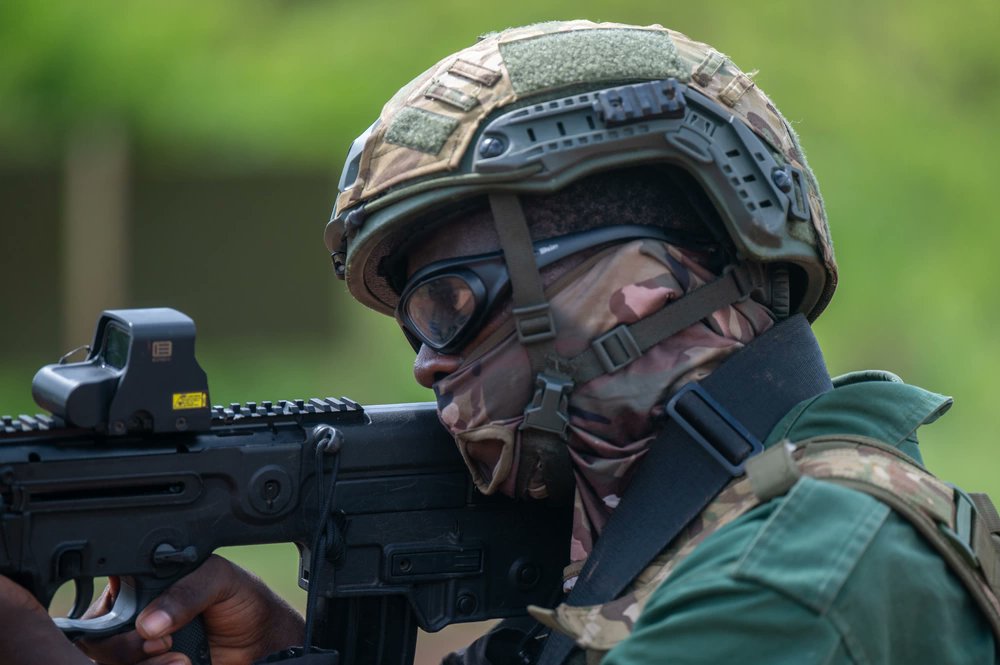 Ivorian Special Operation Forces conduct shooting drills during #Flintlock24 near Jacqueville, Côte d'Ivoire, May 15, 2024. Flintlock is an African partner led, U.S. & international enabled exercise focused on improving military interoperability of combined security forces.