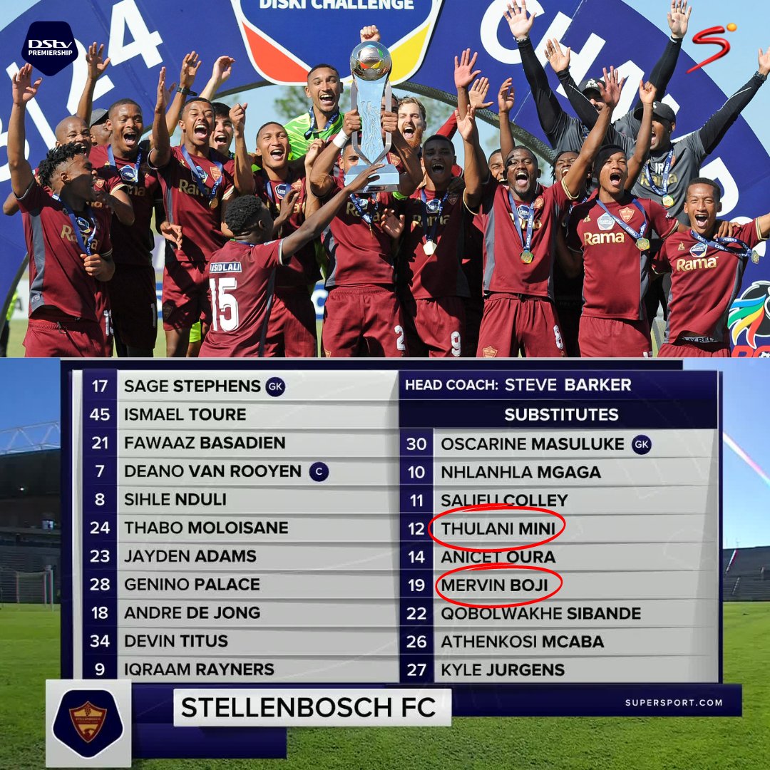 📅 Saturday 11 May: Mervin Boji and Thulani Mini help Stellenbosch clinch the #DStvDiskiChallenge title.

📅 Saturday 18 May: Mervin Boji and Thulani Mini make the matchday squad in the #DStvPrem 

Things we love to see 🤩