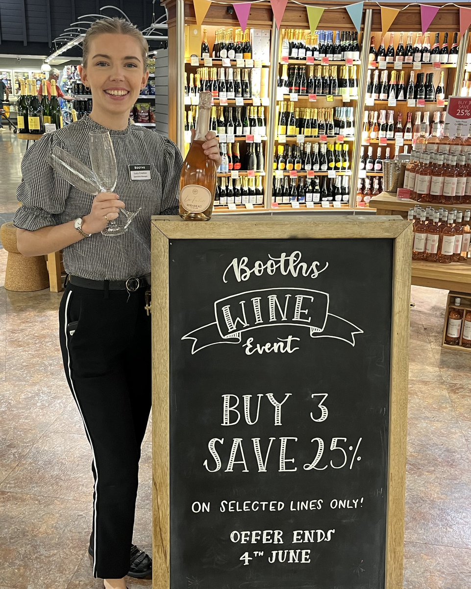 Lucy at Knutsford has a fantastic selection of wine and fizz to choose from today as part of our wine event! Buy 3 and save 25% on selected lines 🥂🍷 Booths operate a think 25 policy. Please drink responsibly.