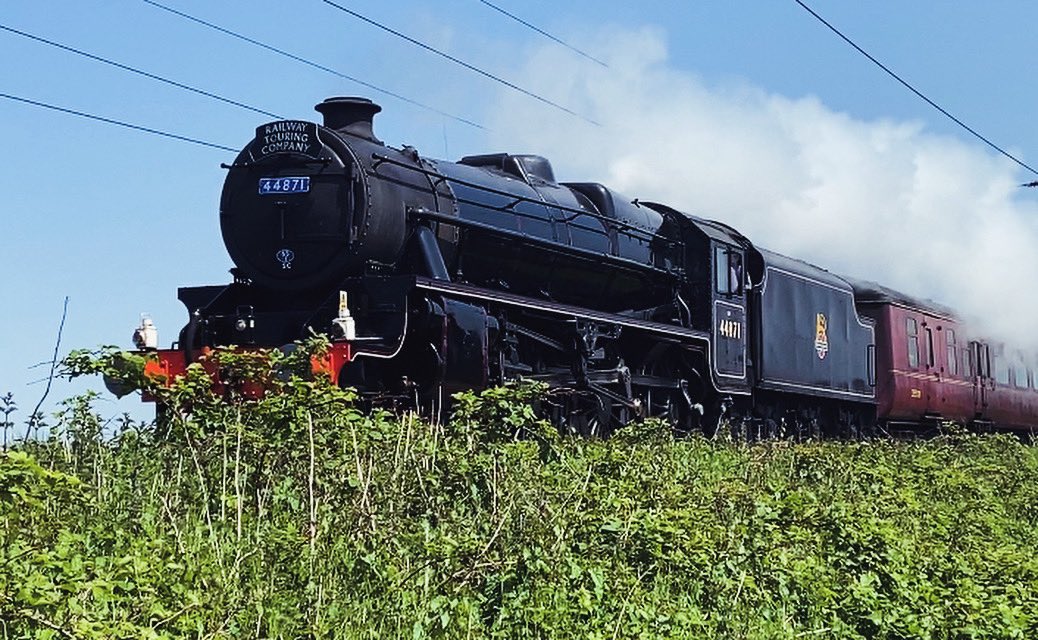 Black 5 44871 departing Dunbar this lunchtime.