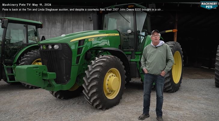 MachineryPete's tweet image. Catch last week's new episode of Machinery Pete TV show online - '07 JD 8330 w/ 1600+ hrs sold for strong $$ on southwest OH farm auction. Also story of oldest known JD D tractor - 4th one built. And we caught up w/ my good friend auctioneer Kevin Wendt: MachineryPete.com/mptv