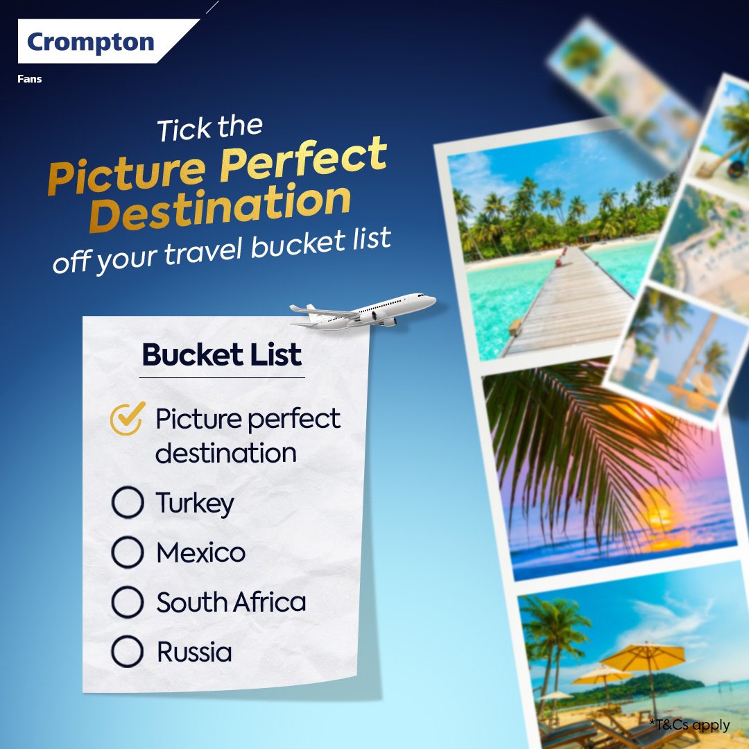 Crompton_India's tweet image. Click a #CromptonPicturePerfect selfie and start making a packing list for your bucket list destination!

Check the thread to know more!👇

#CromptonPicturePerfectFans #PicturePerfect #FanContest #Contest #Contests #Fans #LiveContests #ParticipateNow
#CromptonPicturePerfect