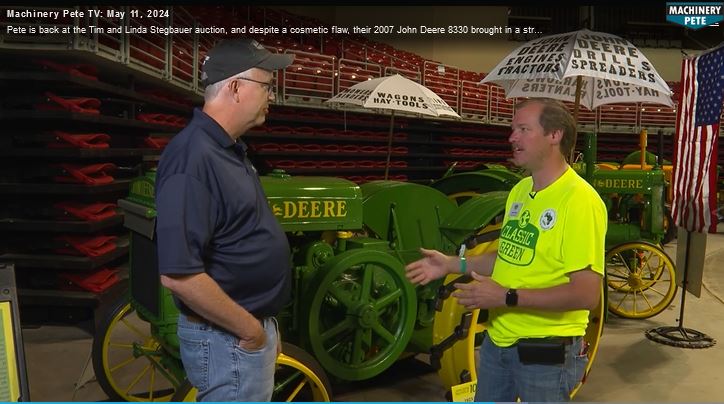 MachineryPete's tweet image. Catch last week's new episode of Machinery Pete TV show online - '07 JD 8330 w/ 1600+ hrs sold for strong $$ on southwest OH farm auction. Also story of oldest known JD D tractor - 4th one built. And we caught up w/ my good friend auctioneer Kevin Wendt: MachineryPete.com/mptv