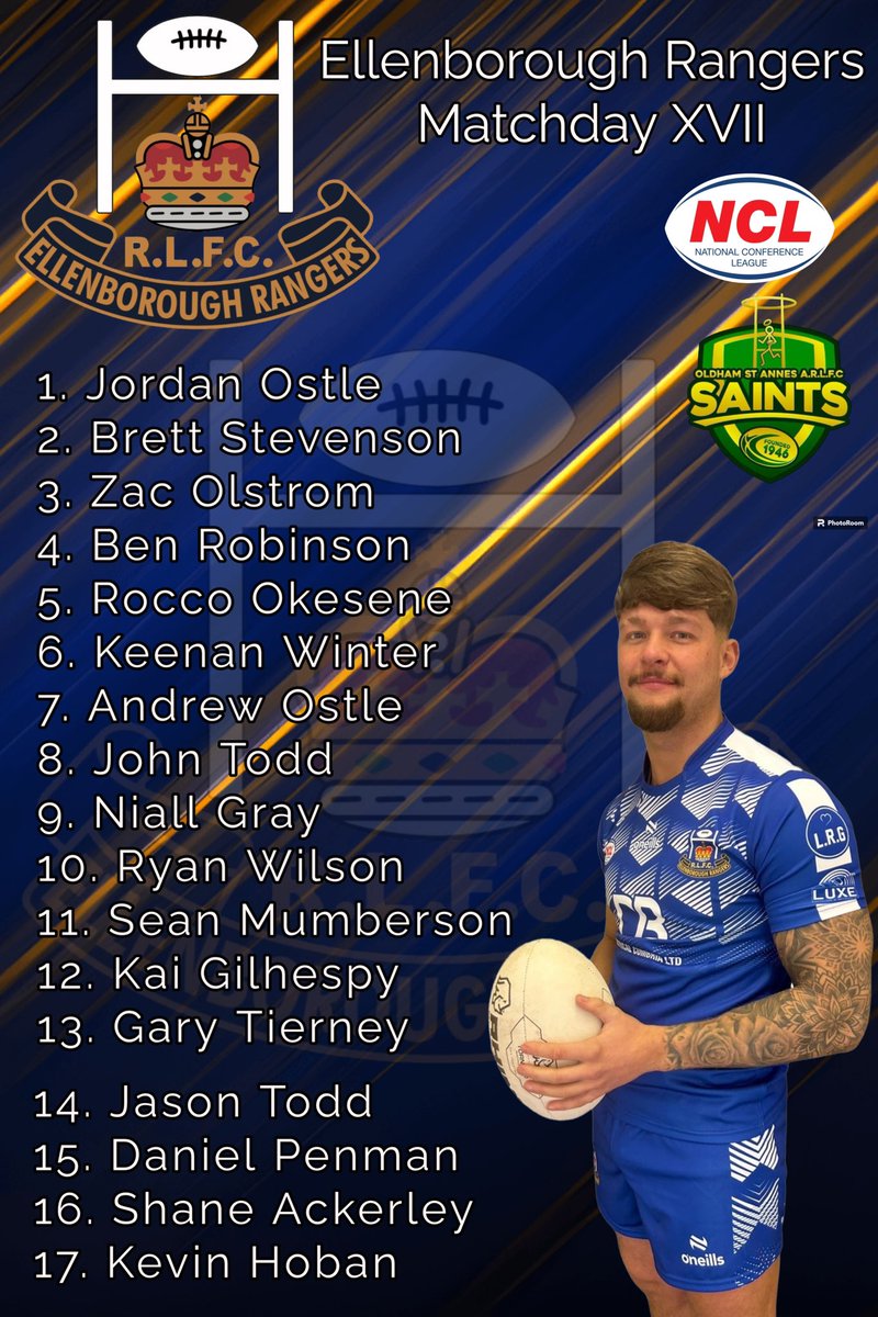 Today’s Team to take on @OldhamStAnnes in @OfficialNCL Division Two - Round 10! 1 Hour until KO! Good Luck Fellas 👏👏👏 🔵⚪️🔵