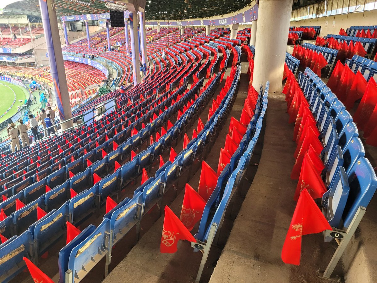 All the seats been given free flags. Fear on CSK fans who’s gonna dominate this stadium with yellow jersey.