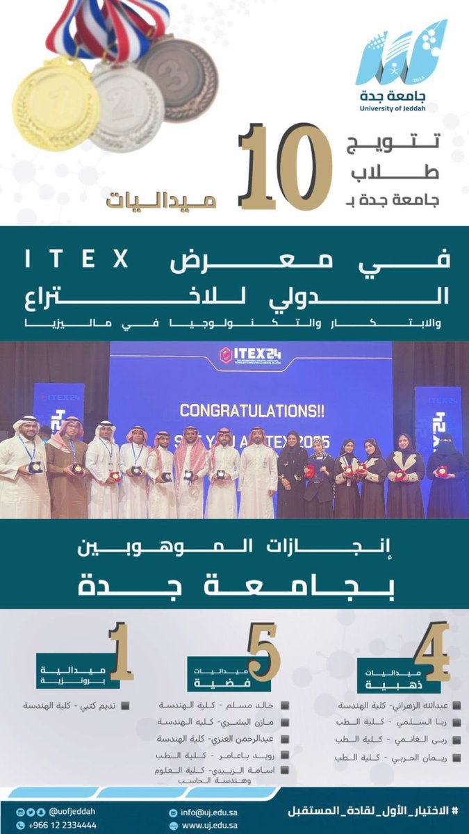 #جامعة_جدة
تحصد 10 ميداليات في معرض #ايتكس_2024