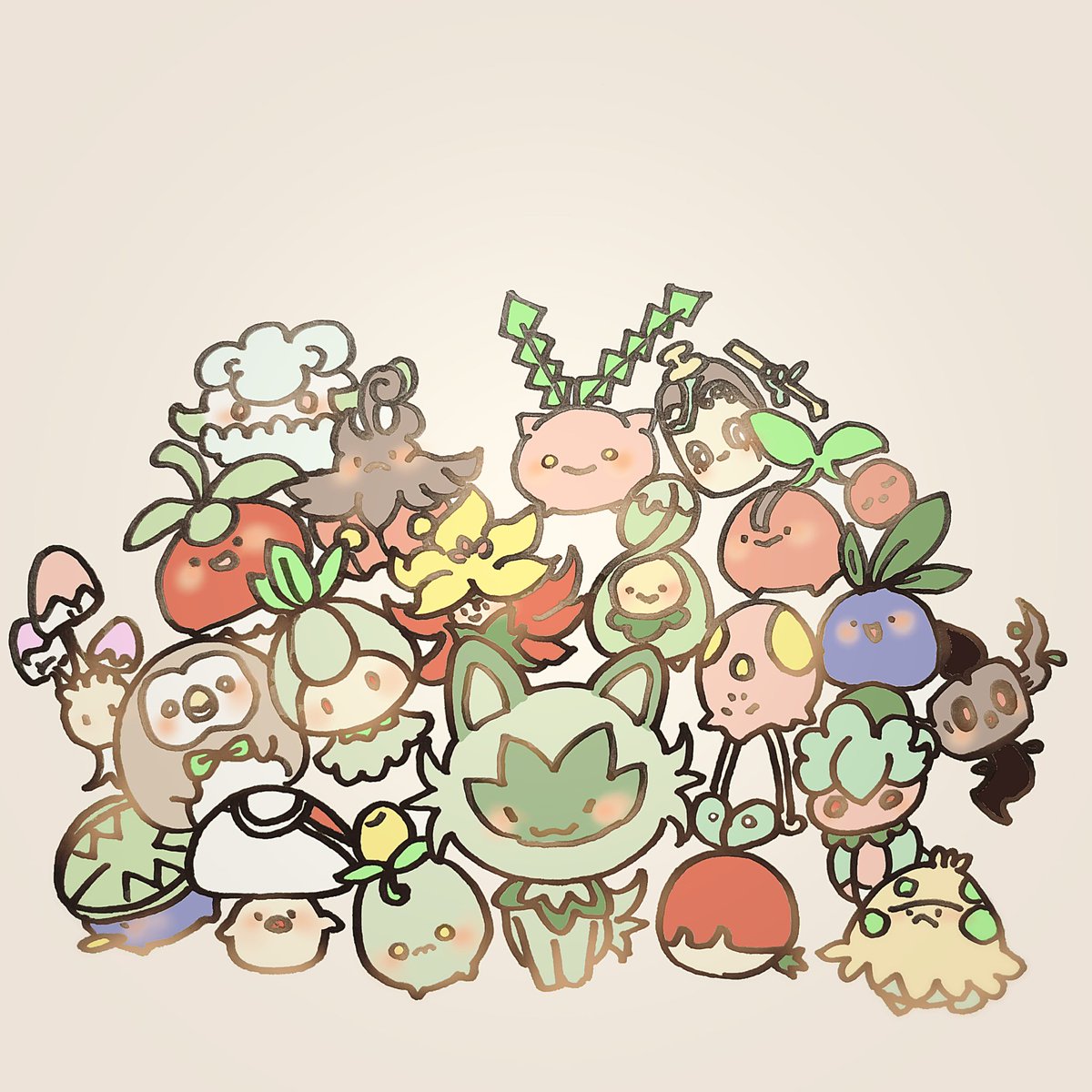 ポケモンイラスト #pokemon くさタイプ集めてみた