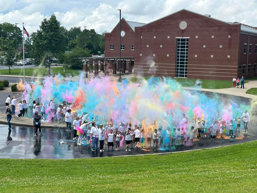 Our school had our Colorfest yesterday to celebrate the school year. We all went home stained various colors but it was so fun for the kids!