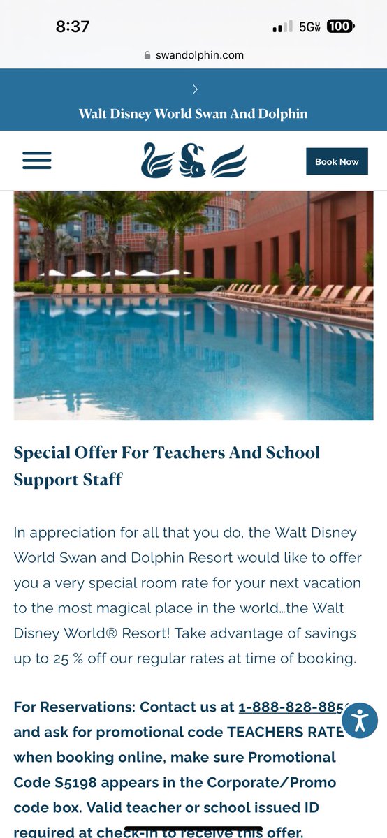 Swan Dolphin offering discounts to Teachers.