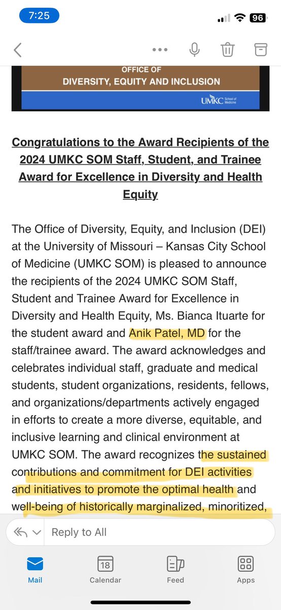 As PEM Fellowship PD and GME  DEI medical director <a href="/CMKCFellows/">Children's Mercy Fellowship</a> I am honored to highlight the amazing work our fellows do to achieve #healthequity and #DEI @DrWithNoBorders received the <a href="/UMKCmedschool/">UMKC School of Medicine</a> Excellence in Diversity and Health Equity Award yesterday 🙌🏽👏🏽