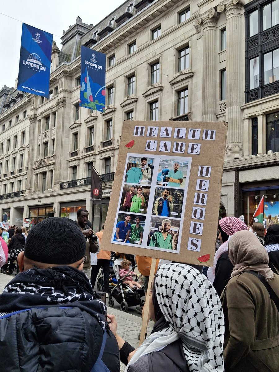 In London we are many. We demand an end to Israel's #genocide in #Gaza, an end to occupation, and an end to apartheid. We are here for a #FreePalestine. Full #BDS now!!!