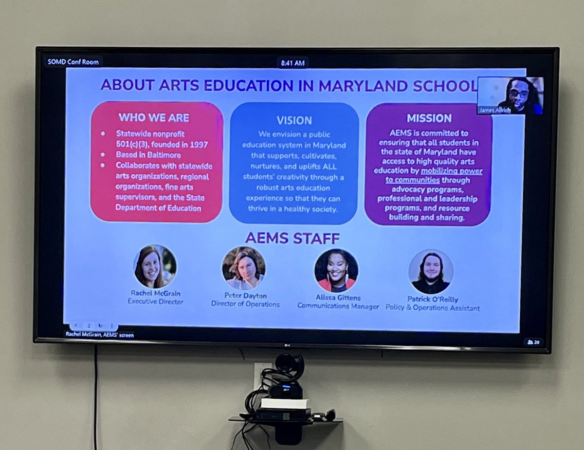 MASSP’s last executive board meeting of the year is in session!  Rachel McGrain, Executive Director of Arts, Education in MD schools (AEMS) is presenting.