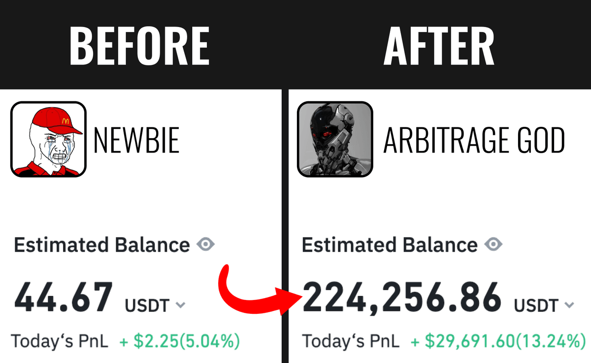 LintonWorm's tweet photo. I personally know one guy who made over $225k on arbitrage in just a few hours.

He wasn’t a genius; he simply mastered the basics.

My MEGA detailed arbitrage guide 👇🧵 https://t.co/EoJo25gojT