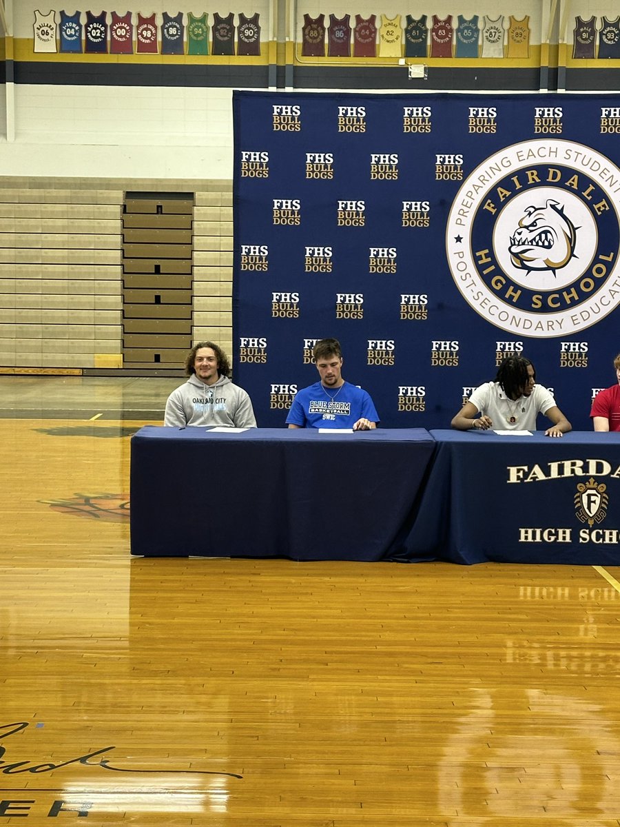 FAIRDALE BULLDOGS (@dawgs_athletics) on Twitter photo Signing day for six of our seniors…..
<a href="/DamonHoward20/">Damon Howard Jr</a> - Brescia College (basketball)
<a href="/hunter_hicks_20/">Hunter Hicks</a> - Oakland City University (baseball)
<a href="/dalton11H/">Dalton Hicks</a> - Southwestern Illinois College (basketball)
<a href="/FairdaleHigh/">Fairdale High School</a> <a href="/JCPSKY/">JCPS</a> <a href="/AprilBr1908/">Dr. April Brooks, JCPS Athletic Director</a> <a href="/kyhighs/">Jason Frakes</a> #Fairdale4Life Signing day for six of our seniors…..
<a href="/DamonHoward20/">Damon Howard Jr</a> - Brescia College (basketball)
<a href="/hunter_hicks_20/">Hunter Hicks</a> - Oakland City University (baseball)
<a href="/dalton11H/">Dalton Hicks</a> - Southwestern Illinois College (basketball)
<a href="/FairdaleHigh/">Fairdale High School</a> <a href="/JCPSKY/">JCPS</a> <a href="/AprilBr1908/">Dr. April Brooks, JCPS Athletic Director</a> <a href="/kyhighs/">Jason Frakes</a> #Fairdale4Life