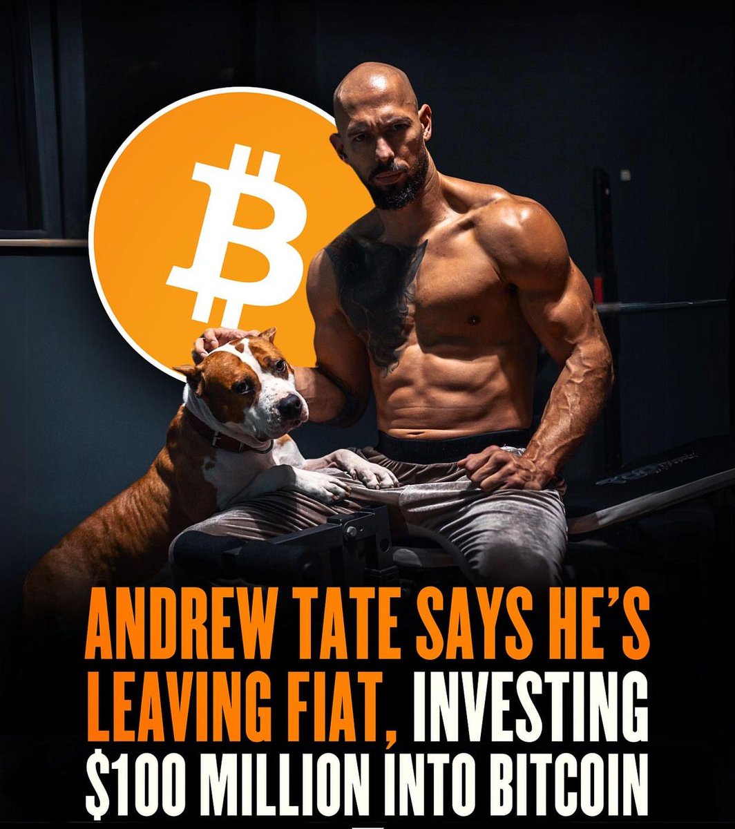 Andrew Tate announces departure from fiat, allocating $100 million into Bitcoin investments.

#AndrewTate #BitcoinInvestment #Cryptocurrency #FiatExit