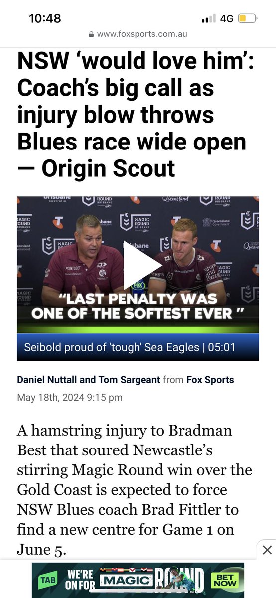 kiddler1's tweet photo. @FOXNRL Brad Fittler has his hands full…🤯 #whatisdoing #madge #nrl https://t.co/mD9jRfSYNp