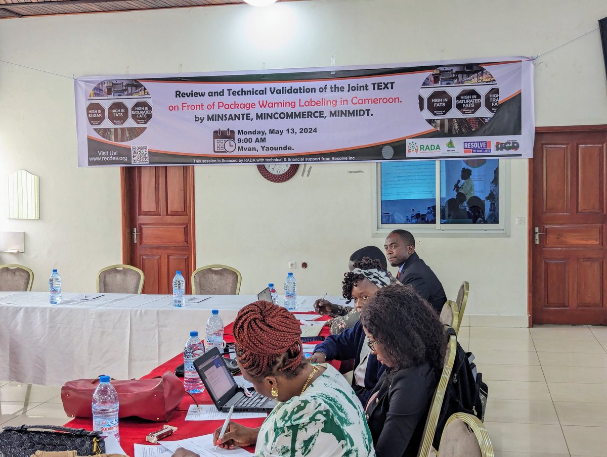 On Monday, May 13, 2024, RADA was part of the Review and Technical Validation of the Joint Text on #FoP Warning Labeling in CMR by @MinsanteCMR, @MincomCameroun & @Minmindt. This session was aimed at establishing the conditions for warning labels, a huge step taken to #ActonNCDs.