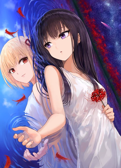 けだまだらけさん () の新刊『オールトの雲』の表紙イラストを描かせていただきました!全体的にたきなメインのお話とのことです。たきなファンの同志はぜひ!挿絵もかなり頑張ったので、購入される方はそちらも楽しみにしていてください! 