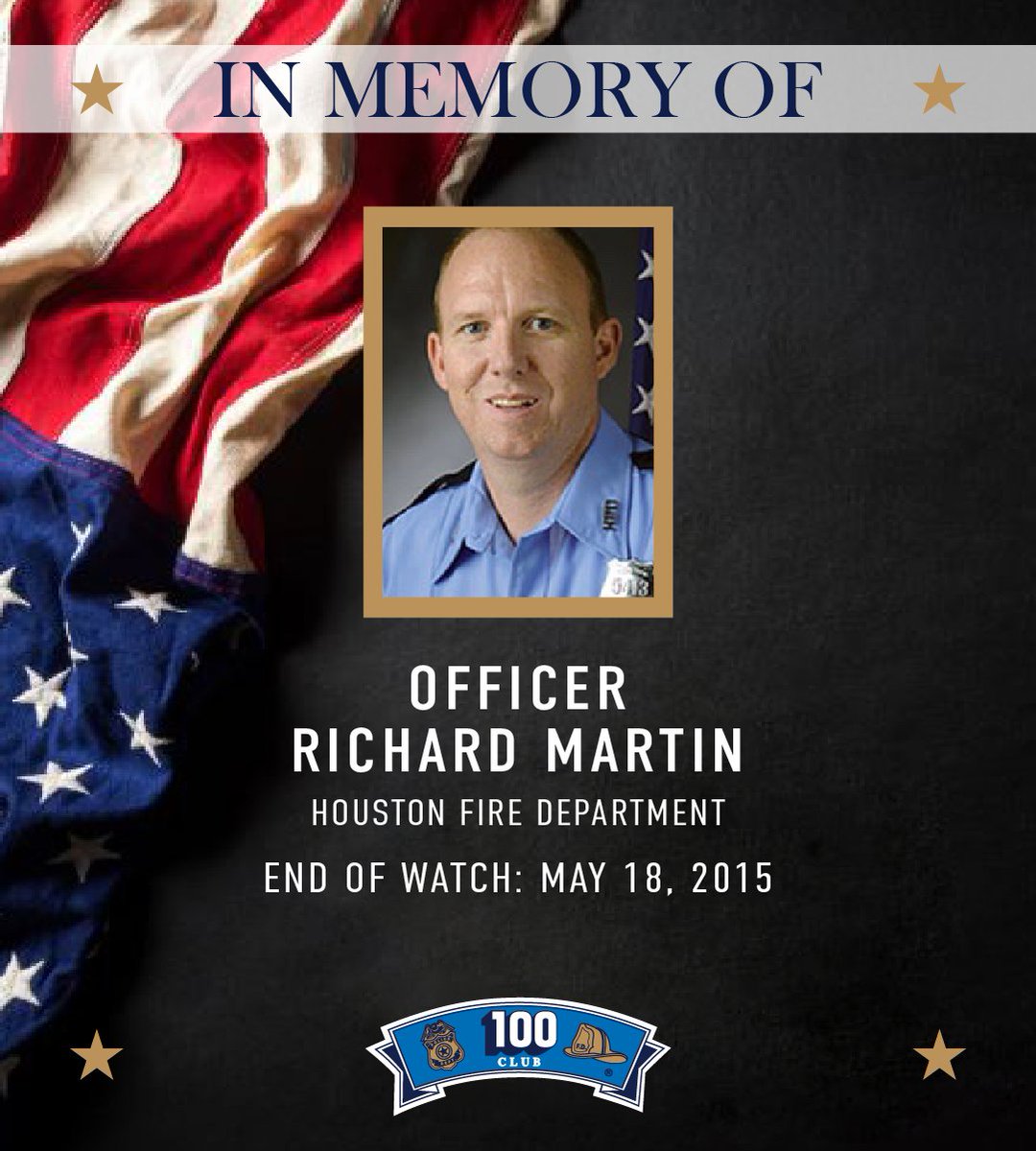 In remembrance of @houstonpolice Officer Richard Martin who was killed in the line of duty when he was intentionally struck by a vehicle while setting up spike strips to aid in a pursuit of a suspect. #FortheFallen