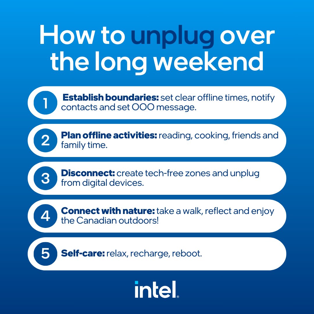 Who's ready for the long weekend?! 🥳 ☀️ We asked AI to generate a checklist with tips on how to unplug from digital devices these next few days. 📝