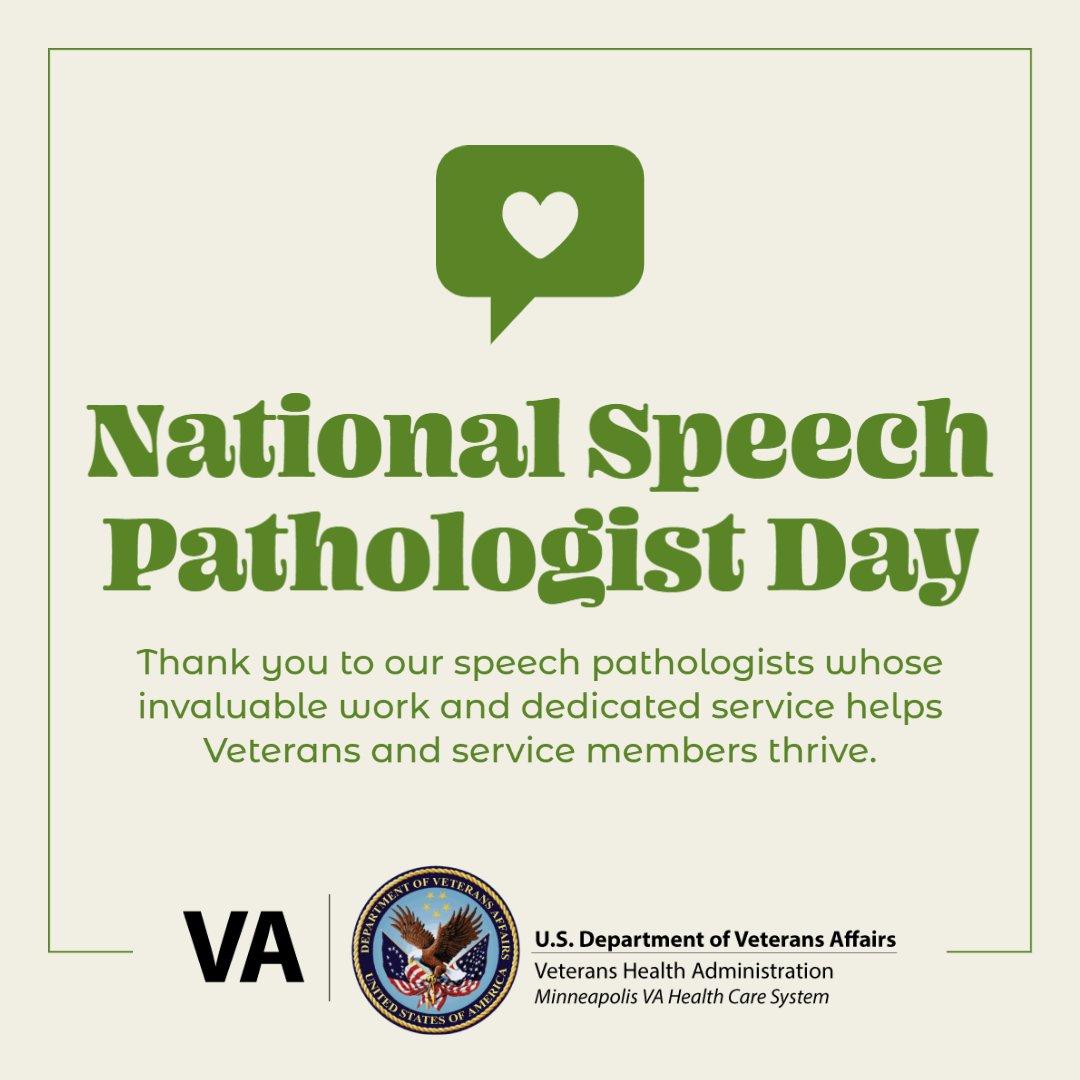 Thank you to our speech pathologists whose invaluable work and dedicated service helps Veterans and service members thrive. 💬 Happy #NationalSpeechPathologistDay