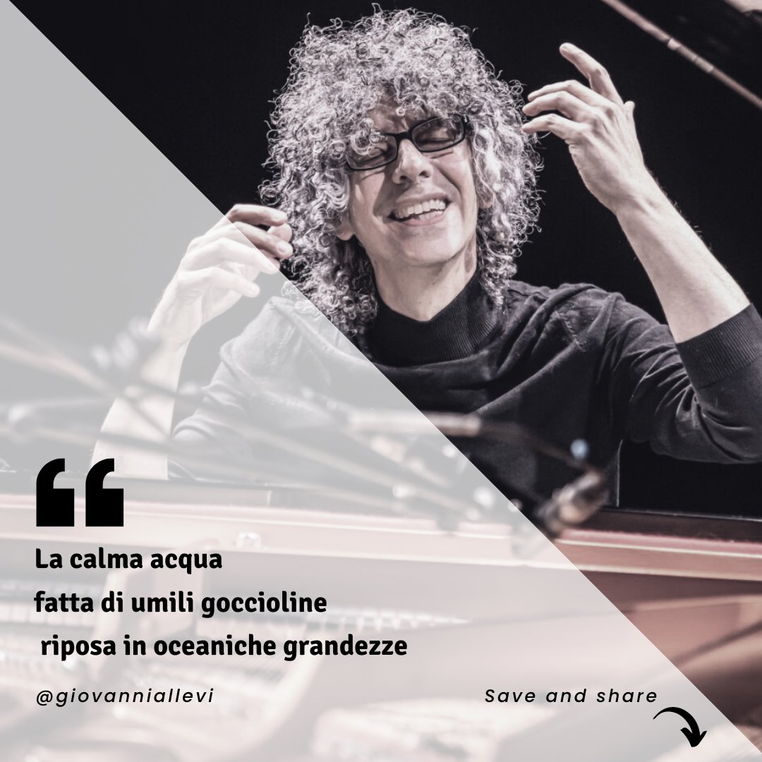 La calma acqua fatta di umili goccioline riposa in oceaniche grandezze. 
Giovanni Allevi

#AlleviBackOnStage #Monday #FelicitàAlleviana
#Philosopher #PositiveThinking #ForzaGiovanni #allevipiano #musicfeels #musicfeelsbetter #pianolovers #pianolover