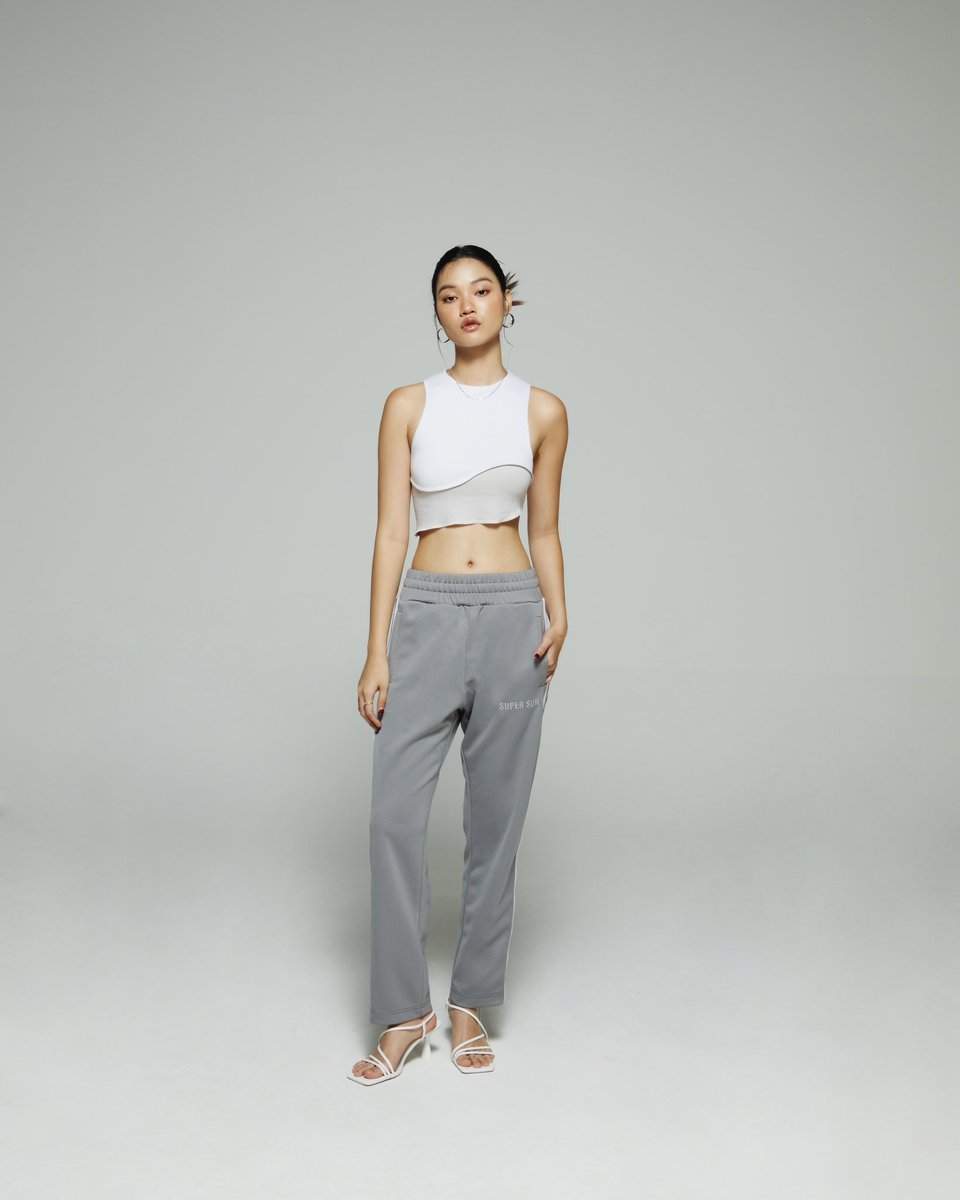 Sweat in style with SUPER SUN TRACK PANTS IN GRAY. Explore more at supersunstore.com #SuperSun #SSEVERYDAYEVERYWEAR