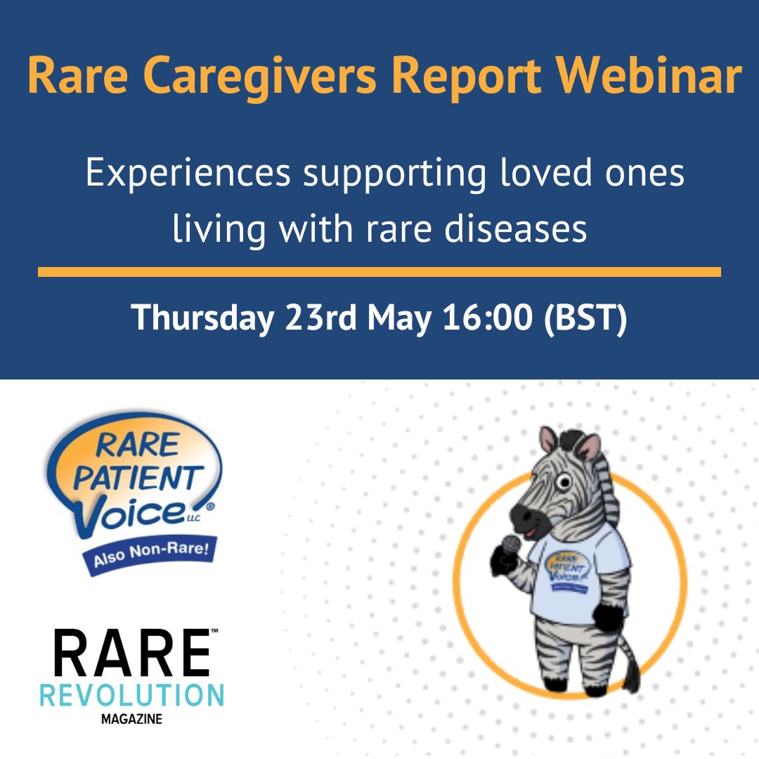 Join the Rare Caregivers Report Webinar held by @RareRevolutionM and @rarepatientvoic Discussing caring for a loved one living with a rare disease and the findings of a recent Rare Patient Voice survey To register: us02web.zoom.us/webinar/regist… #raredisease