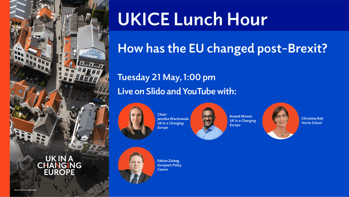🇪🇺 How has the EU changed post-Brexit? Join @anandMenon1 @JannikeWach Christina Reh @thehertieschool & @FabianZuleeg for the latest UKICE Lunch Hour on Tuesday to find out. ➡️ ukandeu.ac.uk/events/ukice-l…