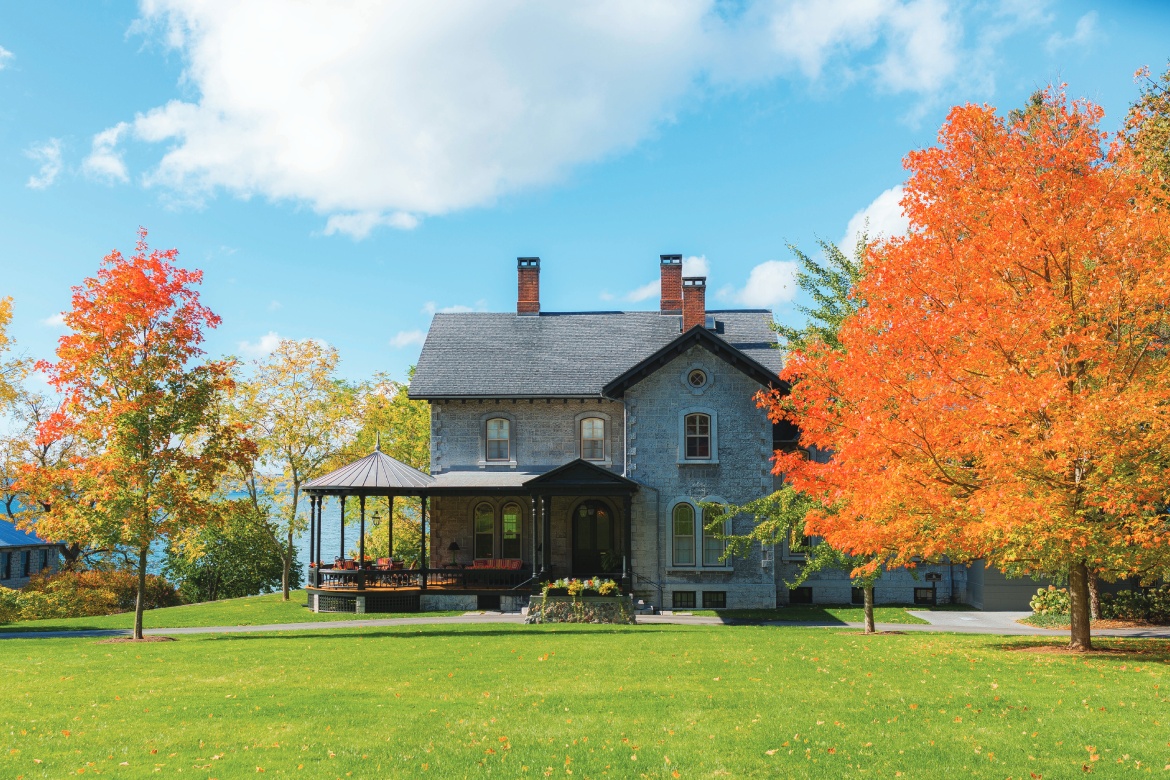 The Inns Of Aurora E.B. Morgan House was originally a residential mansion in 1858. Its formidable stone exterior is softened by expansive wrap-around porches and calming views of Lake Cayuga and the vineyards beyond. Discover More: bit.ly/4dn05aZ