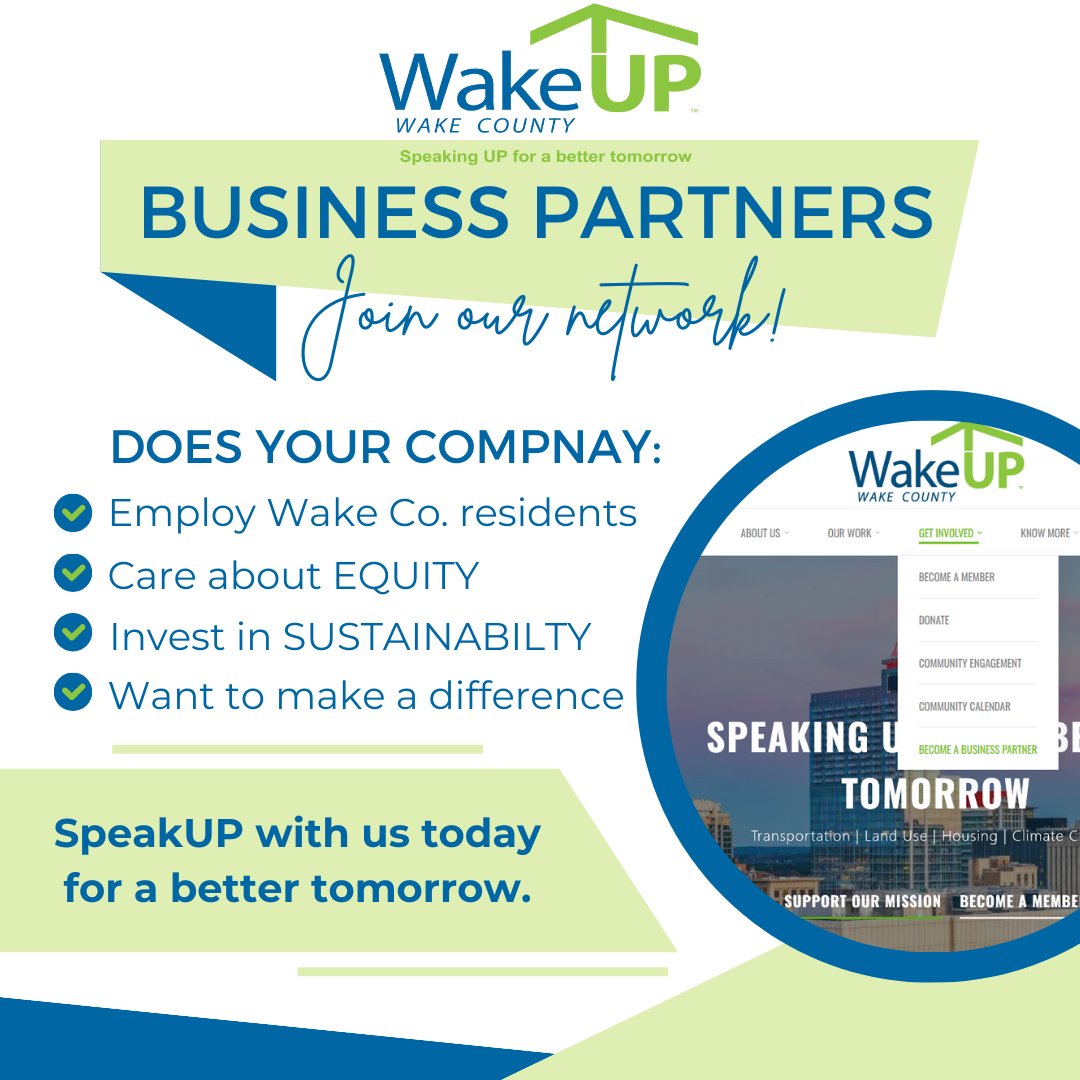 📣Calling All Local Businesses in Wake County! 📣

Are you passionate about making a difference in our community? WakeUP is working to create a better tomorrow for our community, but we can’t do it alone.
Business Partners are crucial to  our outreach: wakeupwakecounty.org/business-partn…