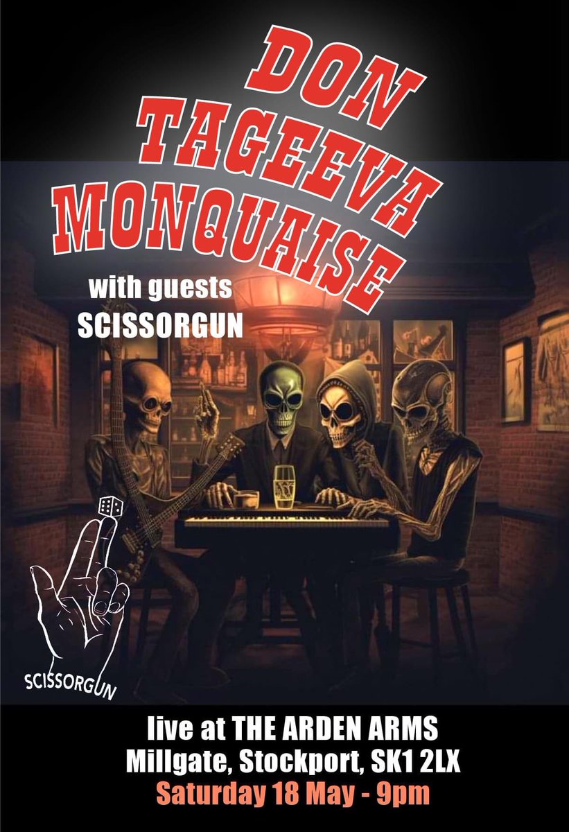 Set times for tonight 
Scissorgun 8.50pm
Don Tageeva Monquaise 10pm
Come on down, the weather’s lovely 🌞 
#electronicmusic #livemusic #stockport