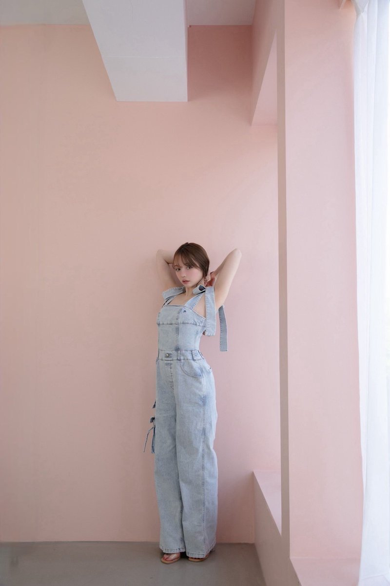 Andmary Nicola ribbon denim allinone 美品 新品未使用】ANDMARY Nicola ribbon denim allinone Light blue