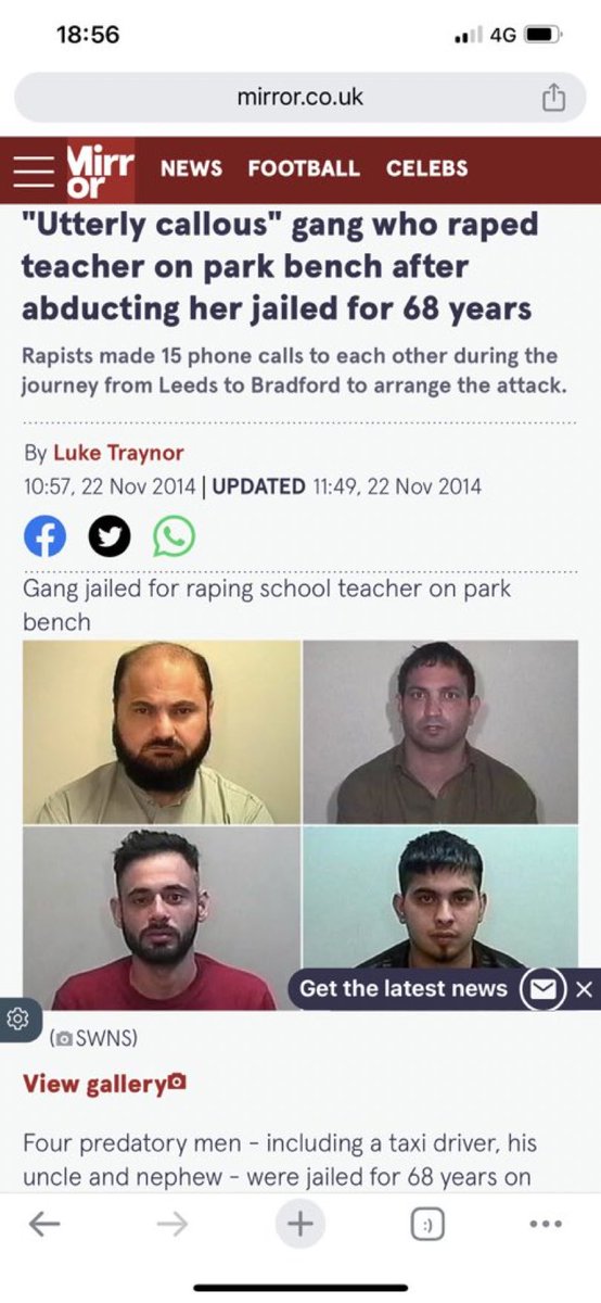 A Pakistani taxi driver picked up a drunk school teacher, took her to the cash point to make sure he got his money, then rung his cousins and told them to get hold of there uncle, they were gonna have an impromptu Gang Rape. 

The four of them went through her on a park bench