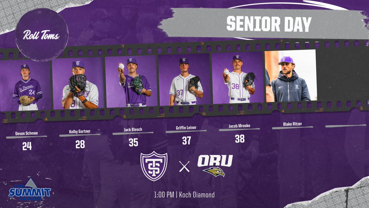 Senior Day with a Summit League title on the line!

🆚 Oral Roberts
⏰ 1:00 PM
📍Koch Diamond
📊 tinyurl.com/5y9t5kpa
📺tinyurl.com/4t7jtcjf

#RollToms