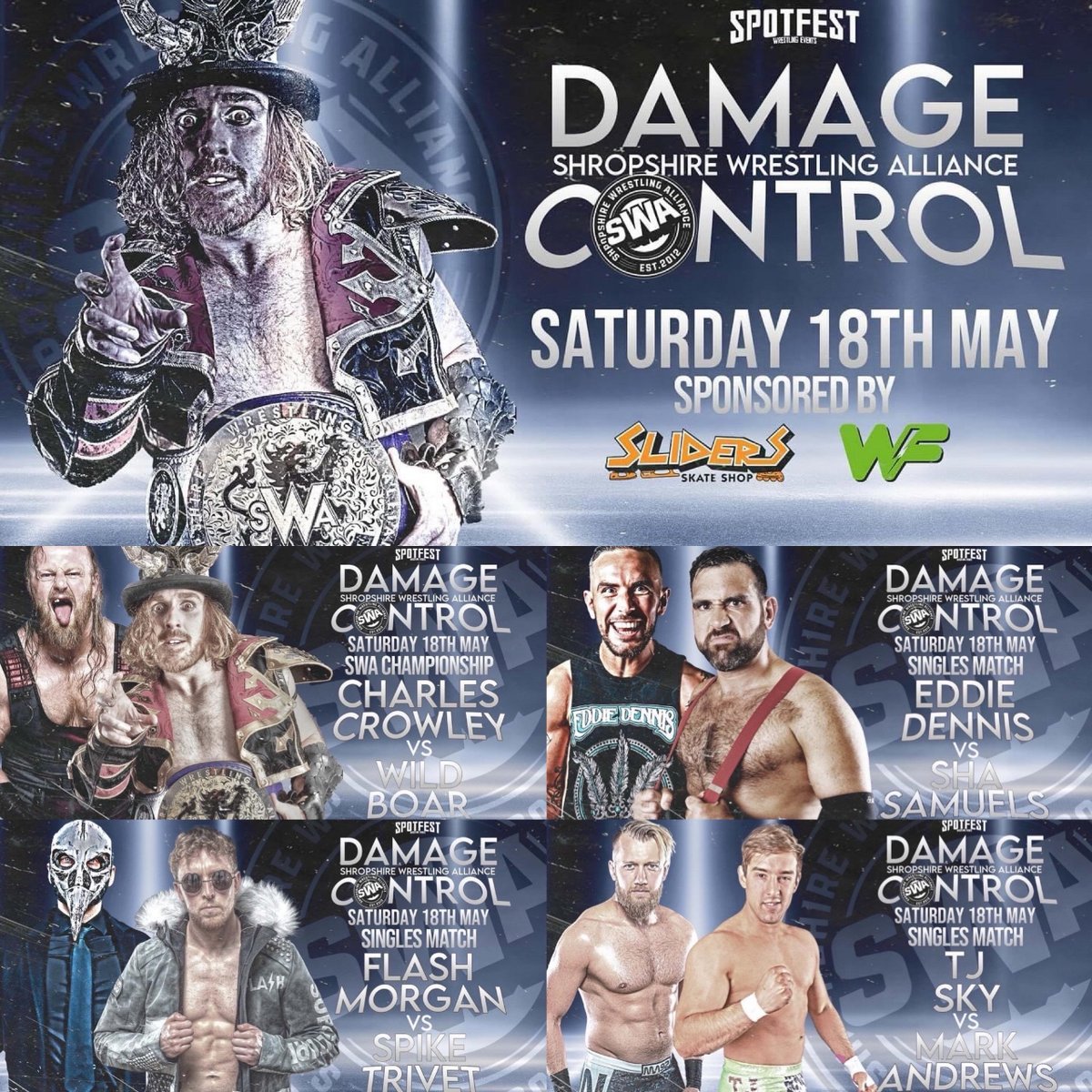 RealRasslin is at Dawley Town Hall in Telford this evening for Shropshire Wrestling Alliance’s stacked ‘Damage Control’ show. Tickets to see some of BritWres’ top talent are £12 Adults/£10 Children. Families £40 for 4. i.mtr.cool/gfqbbkmzpc #SWA #RealRasslin @ShropshireWres