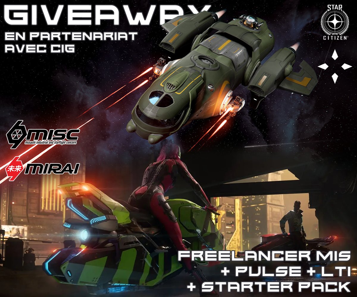 Elbe_Poly (@elbe_poly) on Twitter photo Excellent INVICTUS à toutes et à tous ! Pour l'occasion on remercie <a href="/RobertsSpaceInd/">Star Citizen</a> pour ses cadeaux toujours appréciés !
Freelancer MIS et sa petite moto PULSE à gagner. TAS à la fin de l'Invictus : gleam.io/wjrkd/freelanc… Excellent INVICTUS à toutes et à tous ! Pour l'occasion on remercie <a href="/RobertsSpaceInd/">Star Citizen</a> pour ses cadeaux toujours appréciés !
Freelancer MIS et sa petite moto PULSE à gagner. TAS à la fin de l'Invictus : gleam.io/wjrkd/freelanc…