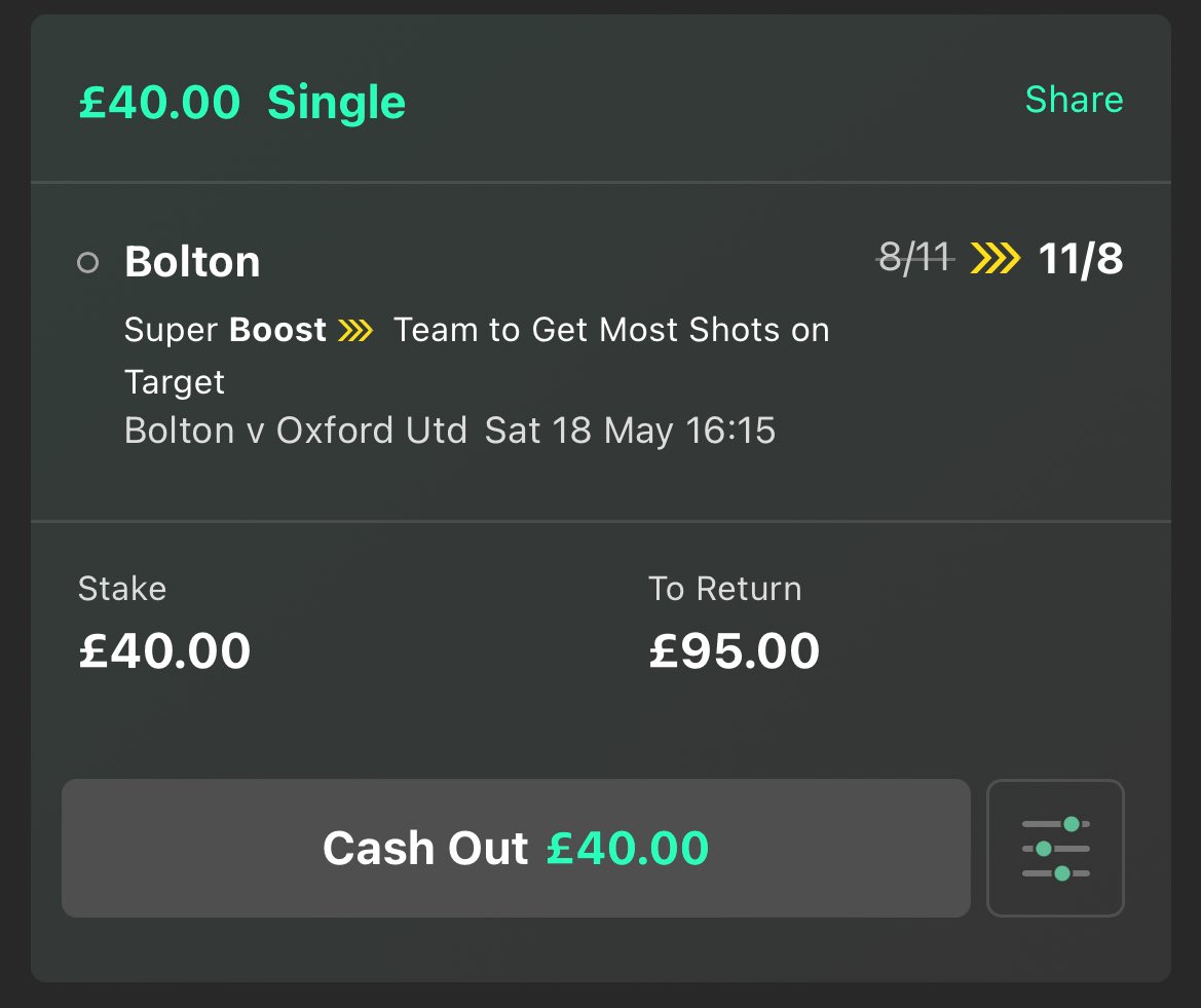 😍 F*ck it… £95 free cash giveaway!

If the Bolton vs Oxford Play Off Final super boost wins, we’ll give away £95 cash!

👉 £45 to someone who LIKES this tweet.
👉 £50 to someone who RETWEETS this tweet.

👀 Must be following us. Ready? Go!