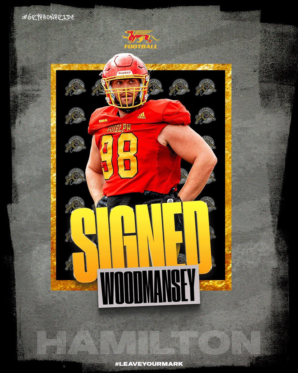 Congratulations to Curtis Woodmansey for signing with the @Ticats! 📝🏈 #GryphonPride #LeaveYourMark