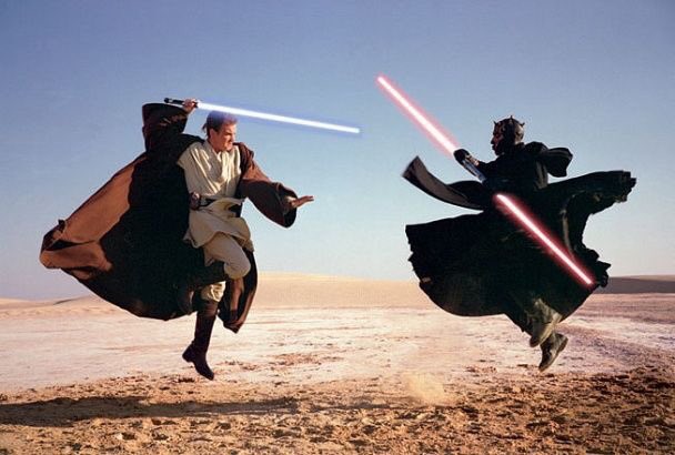 Obi-Wan Kenobi vs Darth Maul from Vanity Fair (1999)