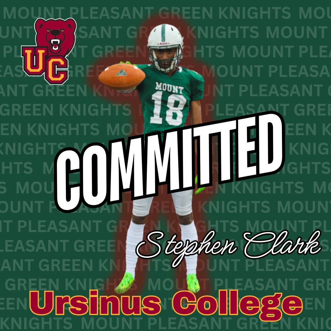 Wide Receiver Stephen Clark has committed to play at @UrsinusFootball next year. Congratulations! #committed #gogrizzlies #ursinuscillege #collegeathlete #nextlevel #football #hardworkpaysoff #senior #GreenKnightsALLin
