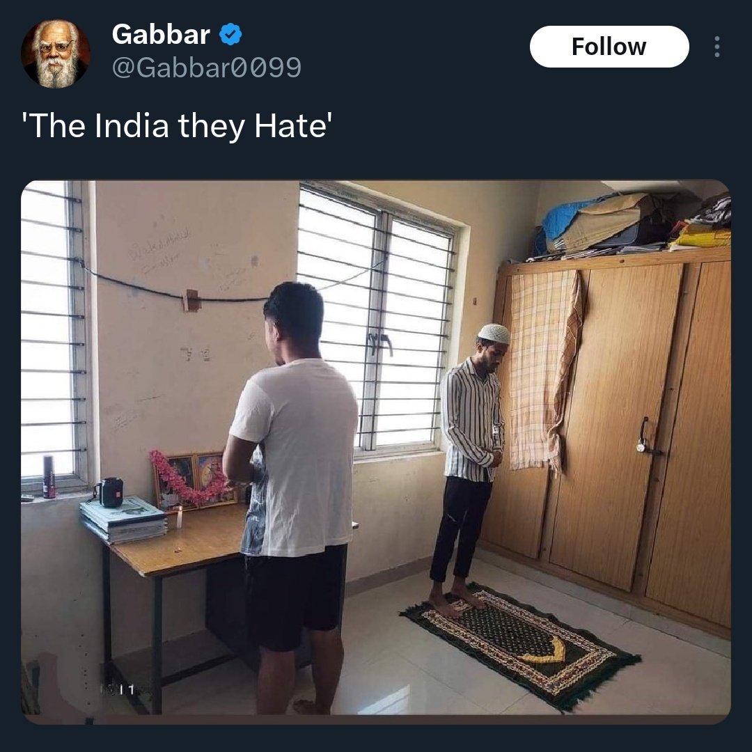 Meanwhile 
Hindu Student Praying :
 'Bhagwaan bas Sabka Bhala Ho'

Topidhaari Student:
' Ola bas Yeh Hindu, katwa ban jaaye'